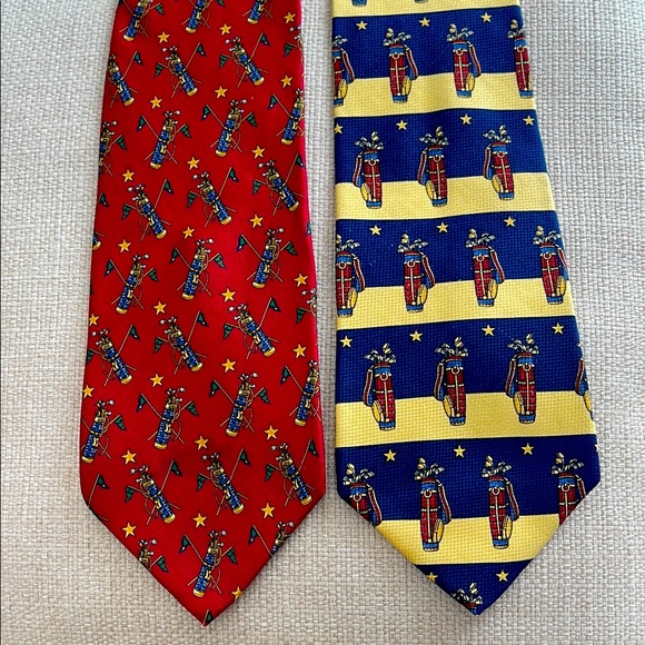 Tommy Hilfiger Golf Themed Ties in Red and Blue - Picture 1 of 6